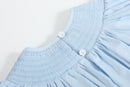 Blue and Pink Bow Smocked Bishop Dress