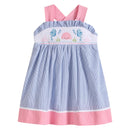 Blue and Pink Ocean Smocked Sundress
