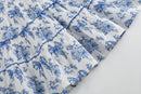 Blue and White Print Layered Sundress