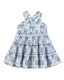 Blue and White Print Layered Sundress