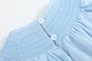 Blue and White Smocked Bubble Romper