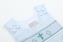 Blue Crosses Smocked Jon Jon