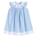 Blue Gingham Bunny Smocked Bishop Dress
