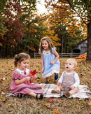 Blue Gingham Sunflower Smocked Bishop Dress