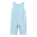 Blue Gingham Train Smocked Longall
