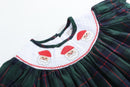 Blue, Green Red Plaid Christmas Santa Smocked Bishop Dress