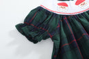 Blue, Green Red Plaid Christmas Santa Smocked Bishop Dress