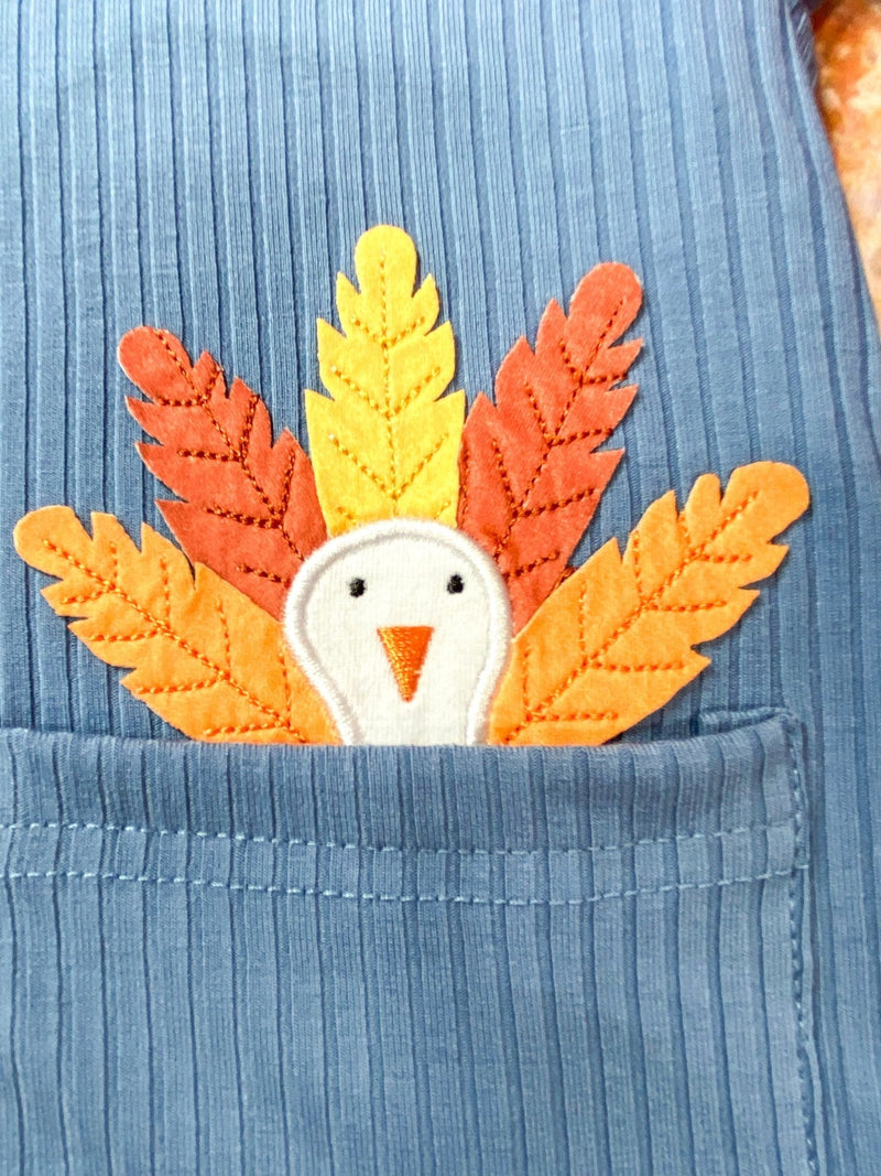Blue Hoodie with Turkey Applique