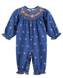 Blue Pumpkin Print Knit Smocked Playsuit