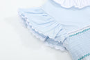 Blue Ruffled Crosses Smocked Dress