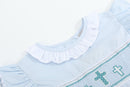 Blue Ruffled Crosses Smocked Dress