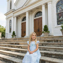 Blue Ruffled Crosses Smocked Dress