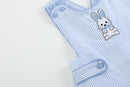 Blue Seersucker Bunny Shortalls