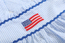 Blue Seersucker USA Flag Layered Sundress