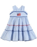 Blue Seersucker USA Flag Layered Sundress