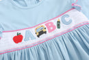 Blue Smocked Knit ABC School Dress