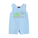 Blue Striped Bunny Train Shortalls