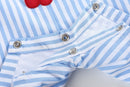 Blue Striped Crawfish Applique Shortalls