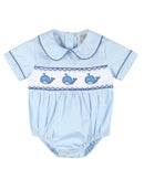 Blue Whale Smocked Collared Bubble Romper