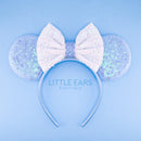 Blue & White Bow Iridescent Mickey Ears