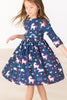 Painted Skies 3/4 Sleeve Pocket Twirl Dress