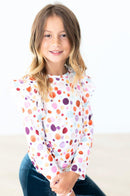 SALE Watercolor Pebbles L/S Ruffle Tee