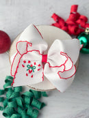 Candy Cane Embroidered Hair Bow Headband