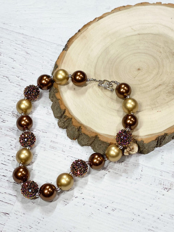 Chocolate Rhinestone Chunky Bead Necklace