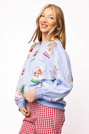 Queen of Sparkles Powder Blue Sequin Christmas Snow Globe Sweatshirt – Adult
