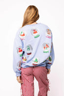 Queen of Sparkles Powder Blue Sequin Christmas Snow Globe Sweatshirt – Adult