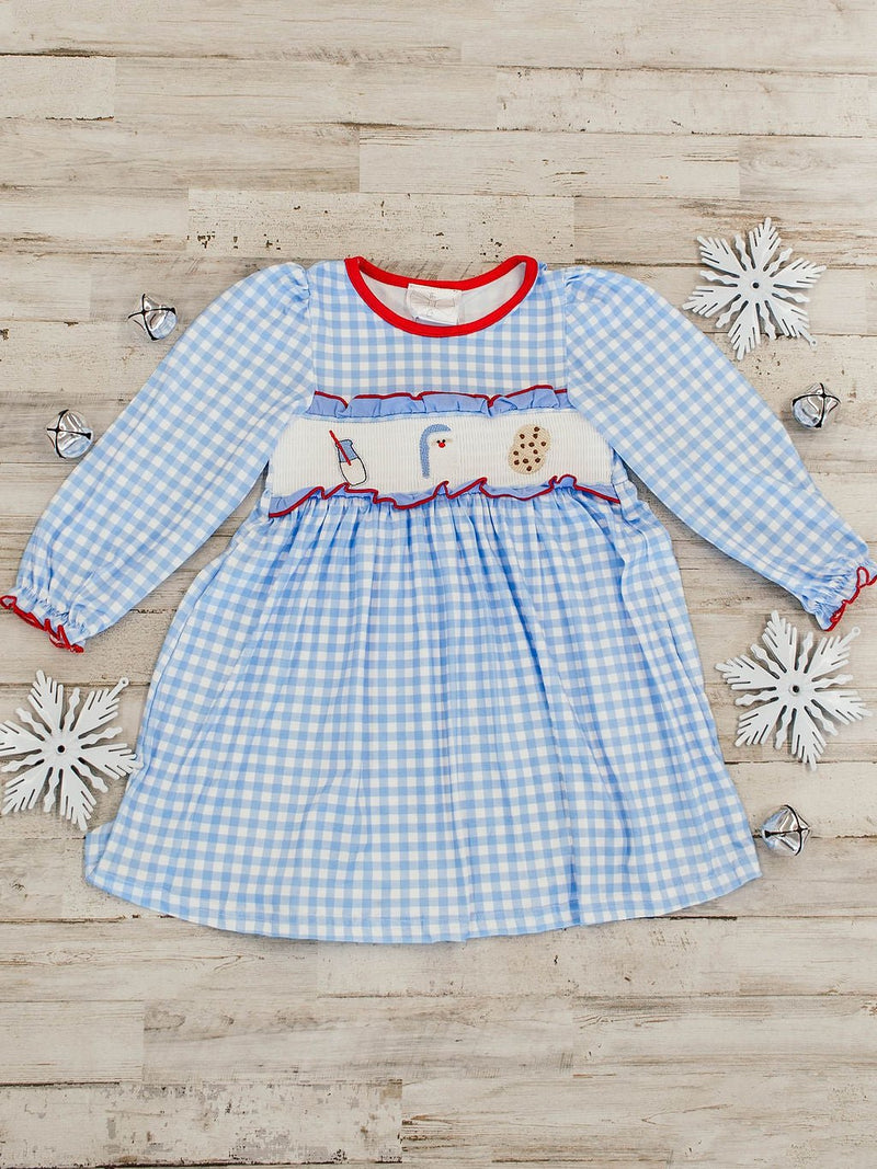 Christmas Milk & Cookies Smocked Dress