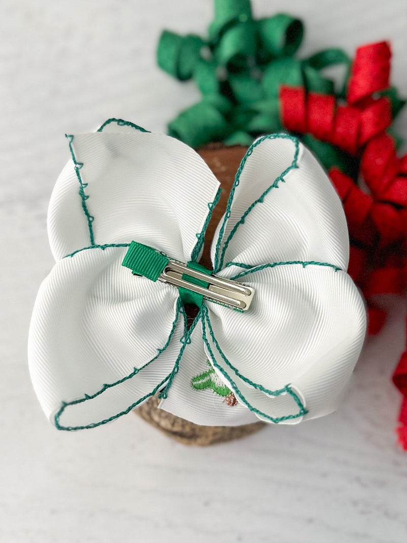 Christmas Tree Embroidered Hair Bow