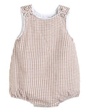 Classic Brown Gingham Bubble Romper
