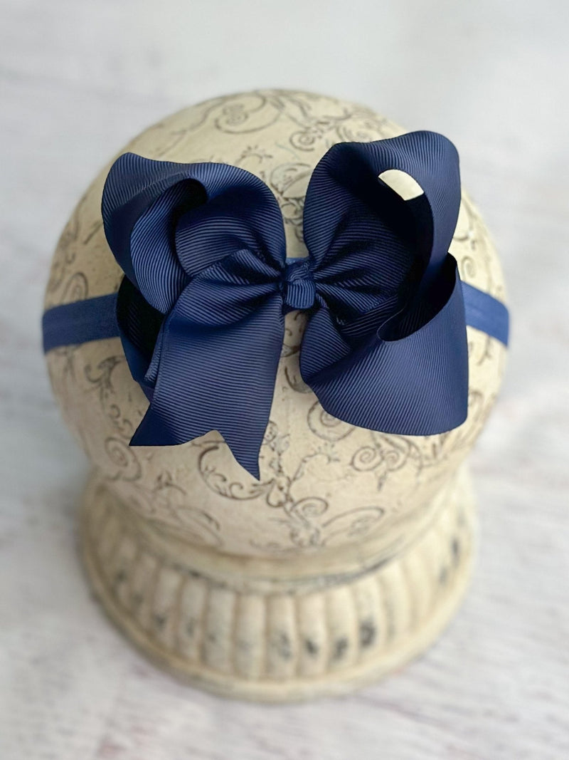 Classic Grosgrain Hair Bow - Satin Headband - 4.5"