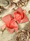 Classic Grosgrain Hair Bow - Satin Headband - 4.5"