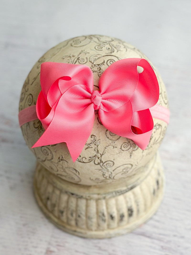 Classic Grosgrain Hair Bow - Satin Headband - 4.5"