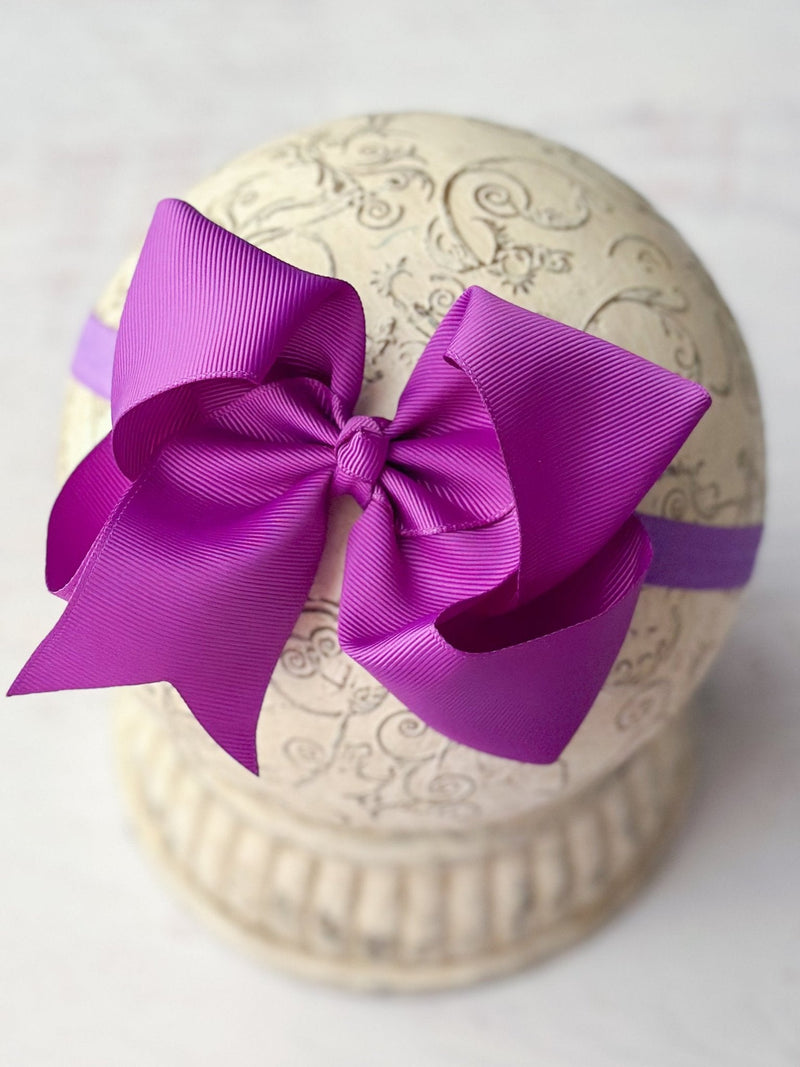 Classic Grosgrain Hair Bow - Satin Headband - 4.5"