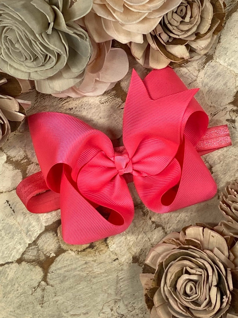 Classic Grosgrain Hair Bow - Satin Headband - 4.5"