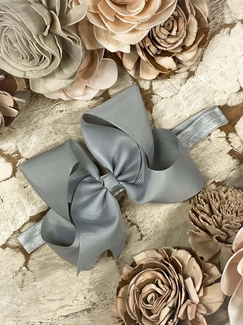 Classic Grosgrain Hair Bow - Satin Headband - 4.5"