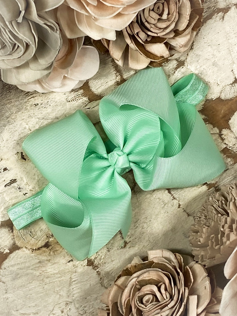Classic Grosgrain Hair Bow - Satin Headband - 4.5"