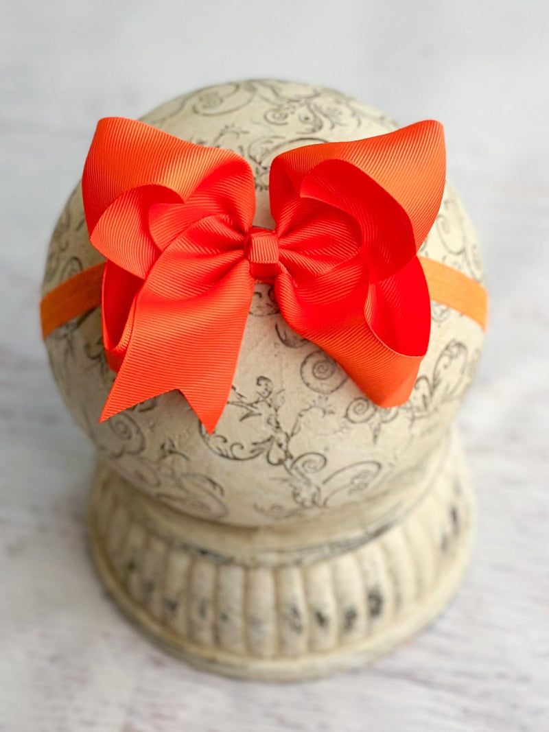 Classic Grosgrain Hair Bow - Satin Headband - 4.5"