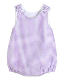 Classic Purple Gingham Bubble Romper