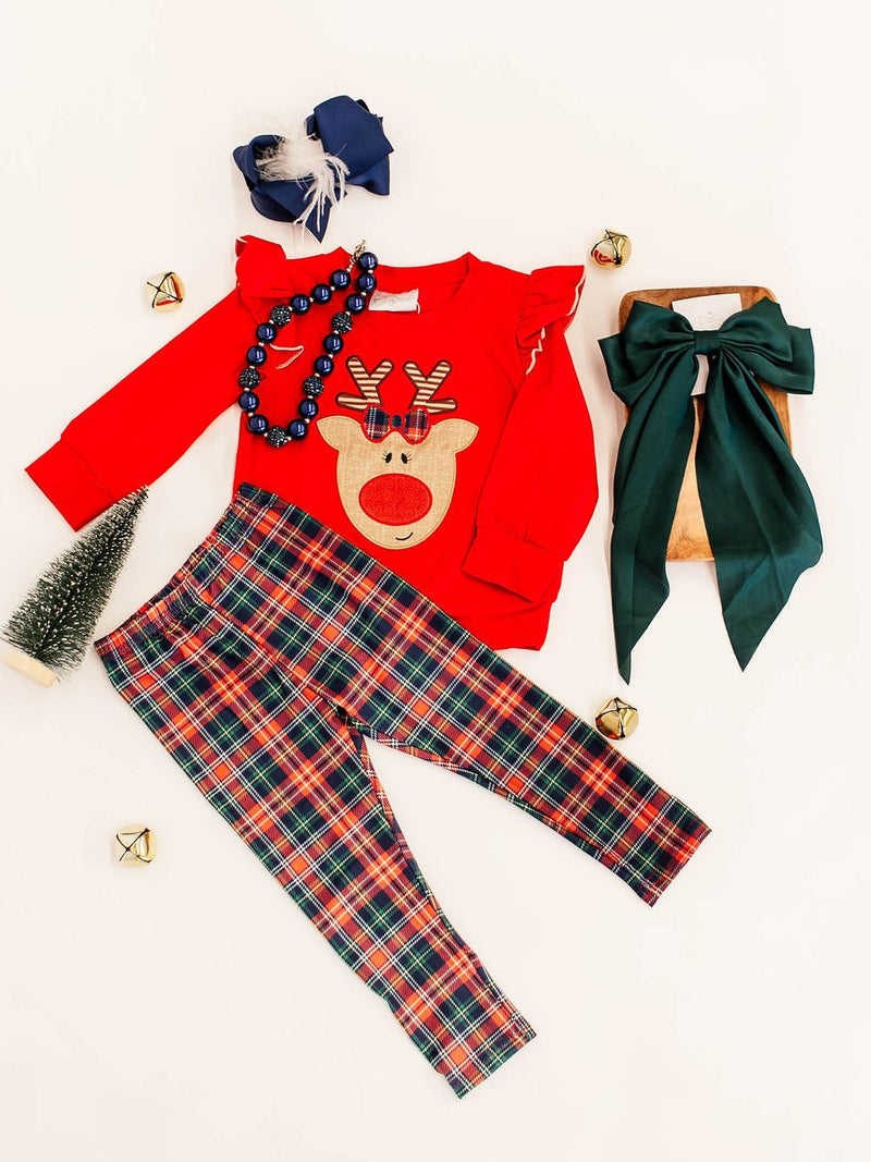 Classic Rudolf & Plaid Leggings Set