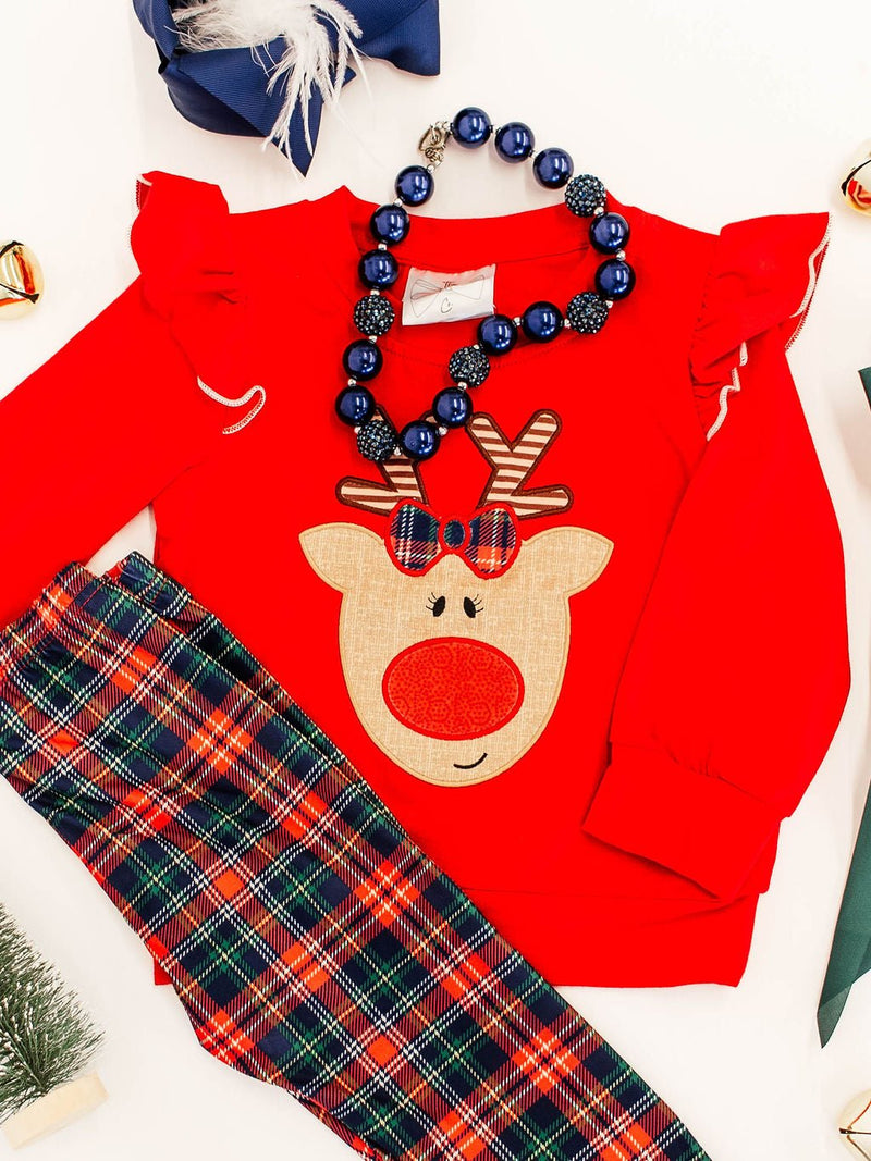 Classic Rudolf & Plaid Leggings Set