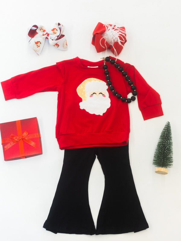 Classic Santa Red & Black Bell Bottoms Set