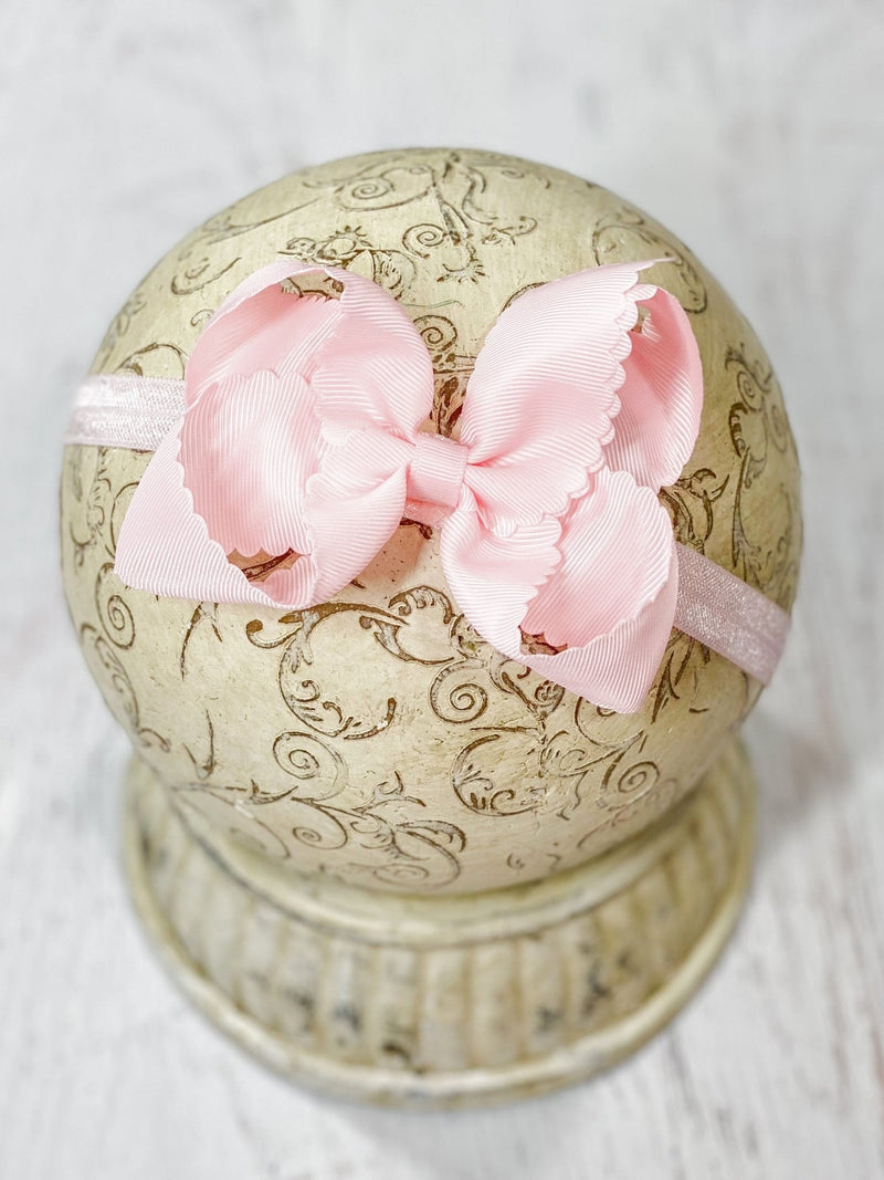 Classic Scalloped Bow - Headband - 4.5"