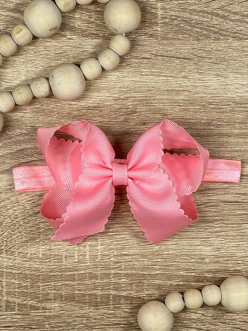 Classic Scalloped Bow - Headband - 4.5"