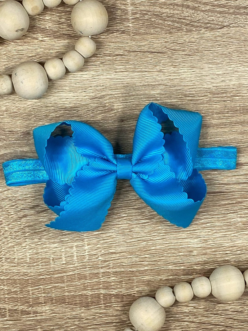 Classic Scalloped Bow - Headband - 4.5"