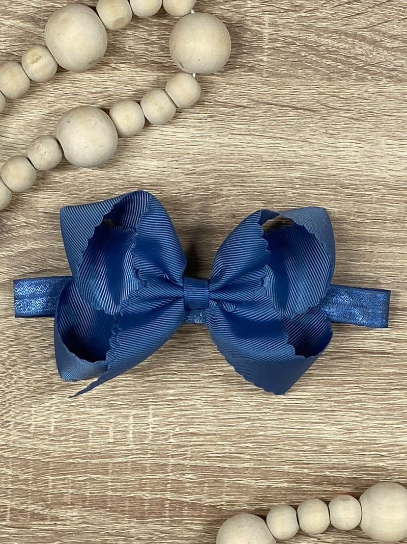 Classic Scalloped Bow - Headband - 4.5"