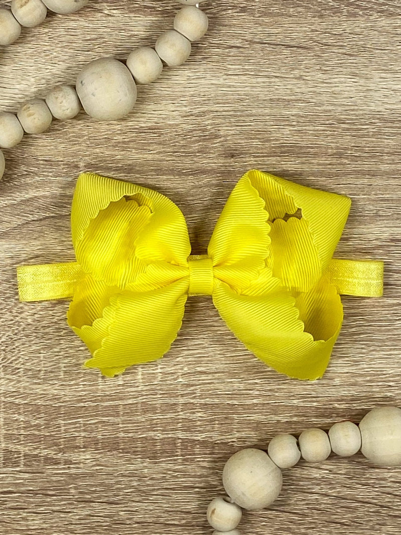 Classic Scalloped Bow - Headband - 4.5"